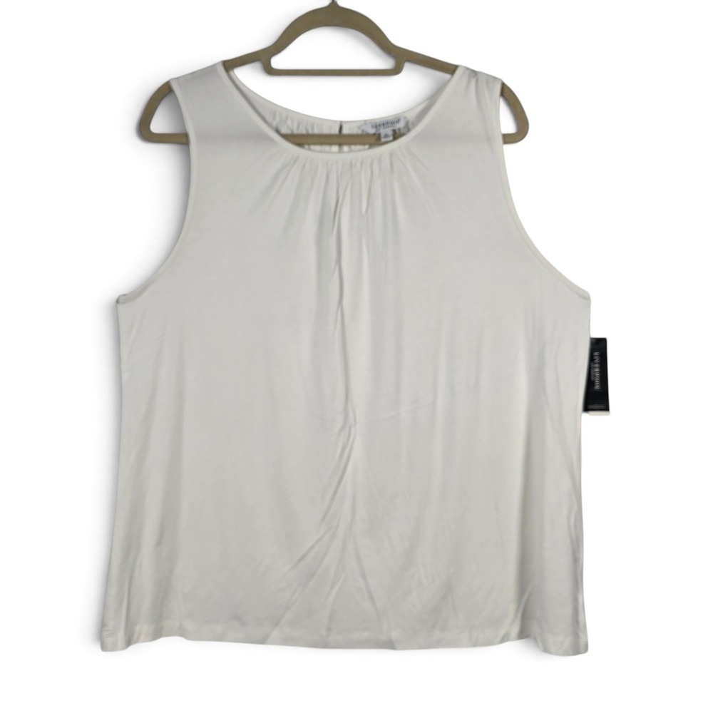 Liverpool Tank Top Womens XL White Pleated Keyhole Back Viscose Stretch NWT